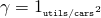 \gamma = 1_{\scriptscriptstyle \mathtt{utils}/\mathtt{cars}^2}