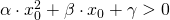 \alpha \cdot x_0^2 + \beta \cdot x_0 + \gamma > 0