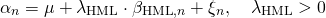 \begin{align*} \alpha_n &= \mu + \lambda_{\mathrm{HML}} \cdot \beta_{\mathrm{HML},n} + \xi_n, \quad \lambda_{\mathrm{HML}} > 0 \end{align*}