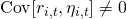 \mathrm{Cov}[r_{i,t},\eta_{i,t}] \neq 0