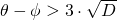 \theta - \phi > 3 \cdot \sqrt{D}
