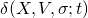 \delta(X,V,\sigma;t)